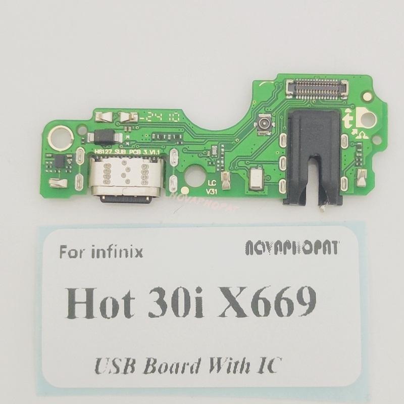 For Infinix Hot 30i X669 X669C USB Dock Charger Port Plug Headphone Audio Jack Microphone Charging Flex Cable Board With IC