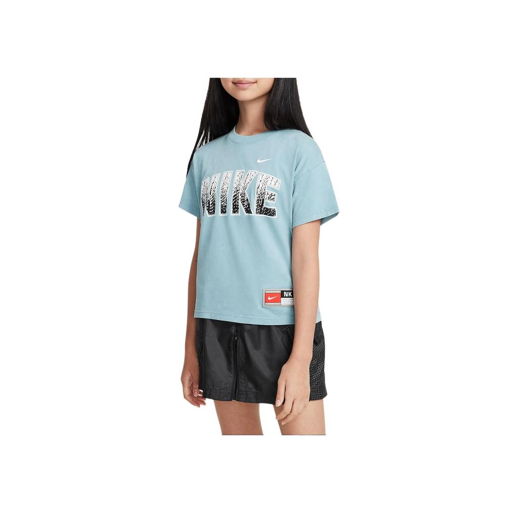 Nike Soft Absorbent Quick-Drying Breathable Short Sleeve T-Shirt Kids Tops Turquoise FZ4954-464
