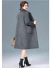 Luxusní oboustranný kašmírový kabát střední délky pro ženy - Podzimní/zimní móda Vlněný kabát z jačí vlny