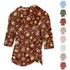 Men's Casual Christmas 3/4 Sleeve T-Shirt with Round Neck for Holiday Festive Wear