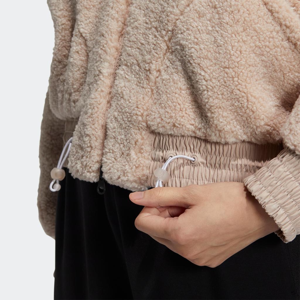 Adidas Focus Boa Jacket With Embroidered Logo and Short Zip Women Outerwear Miracle-Grey Beige-Brown HY2822