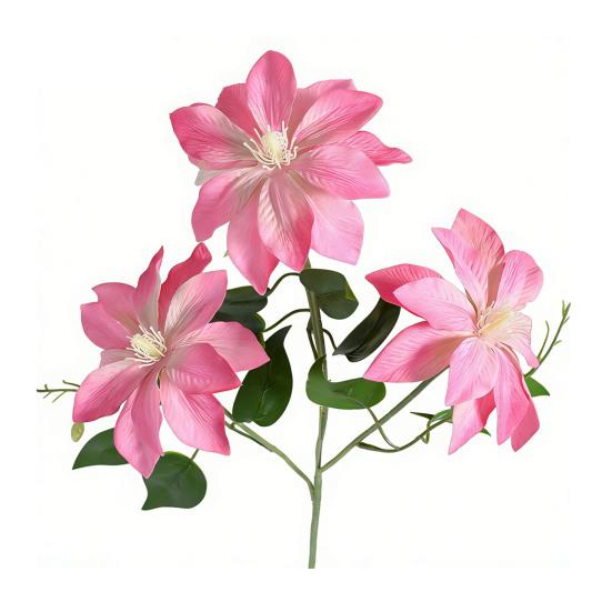 Artificial Clematis Flower 27.5" Long Stem Fake Silk Flower Branches with 3 Heads Blooms for Vase Indoor Home Table Decor Floral Arrangement