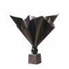 Iron Flower Vase with Square Base Textured for Console Table, Reading Nook