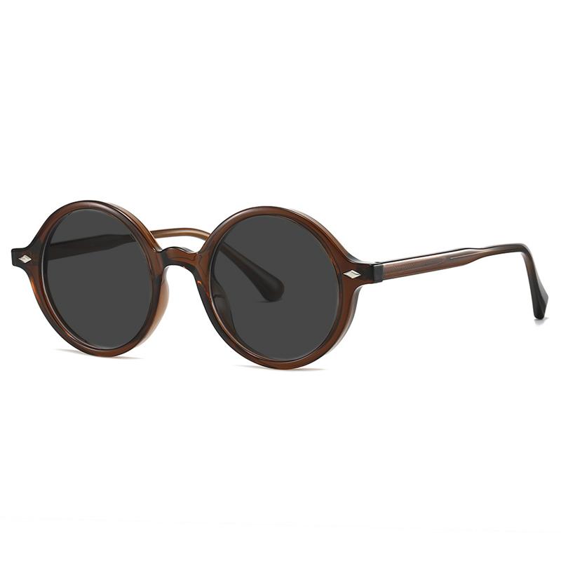 Fashion TR90 Round Big Frame Myopia Optical Prescription Gray Sunglasses For Women Men Driving Fishing Retro Sunglasses 0 To-6.0