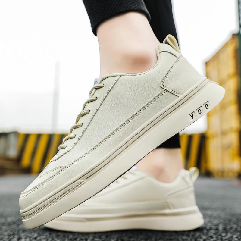 Large size men's shoes summer casual flat white shoes new breathable low top thick baseplate shoes youth fashion trendy shoes