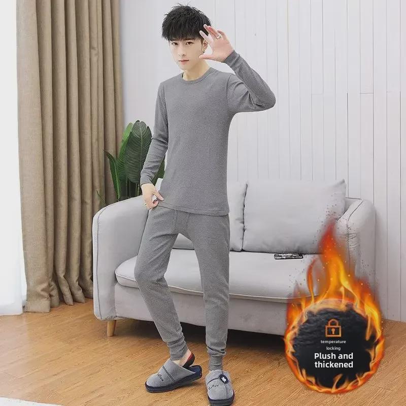 Autumn Youth Pure Cotton Underwear Set: Warm Sweater & Trousers for Boys