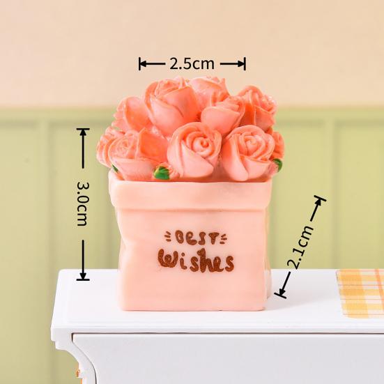 Miniature Potted Flower Mini Resin Artificial Bonsai Dollhouse Accessory Tiny Fairy Garden Ornaments for DIY Crafts