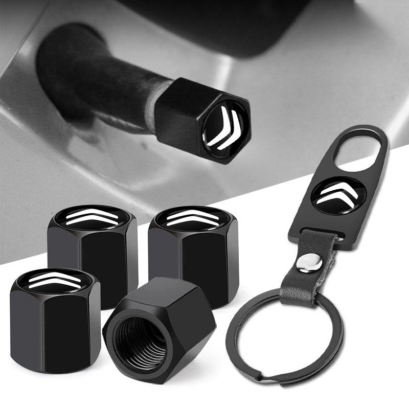 Car Badge Keychain Keyring With Tire Valve Cap Car Accessories For Citroen DS3 DS4 DS5 LS DS6 C1 C2 C3 C4 C5 C6 C8 Grand Picasso sdcr63