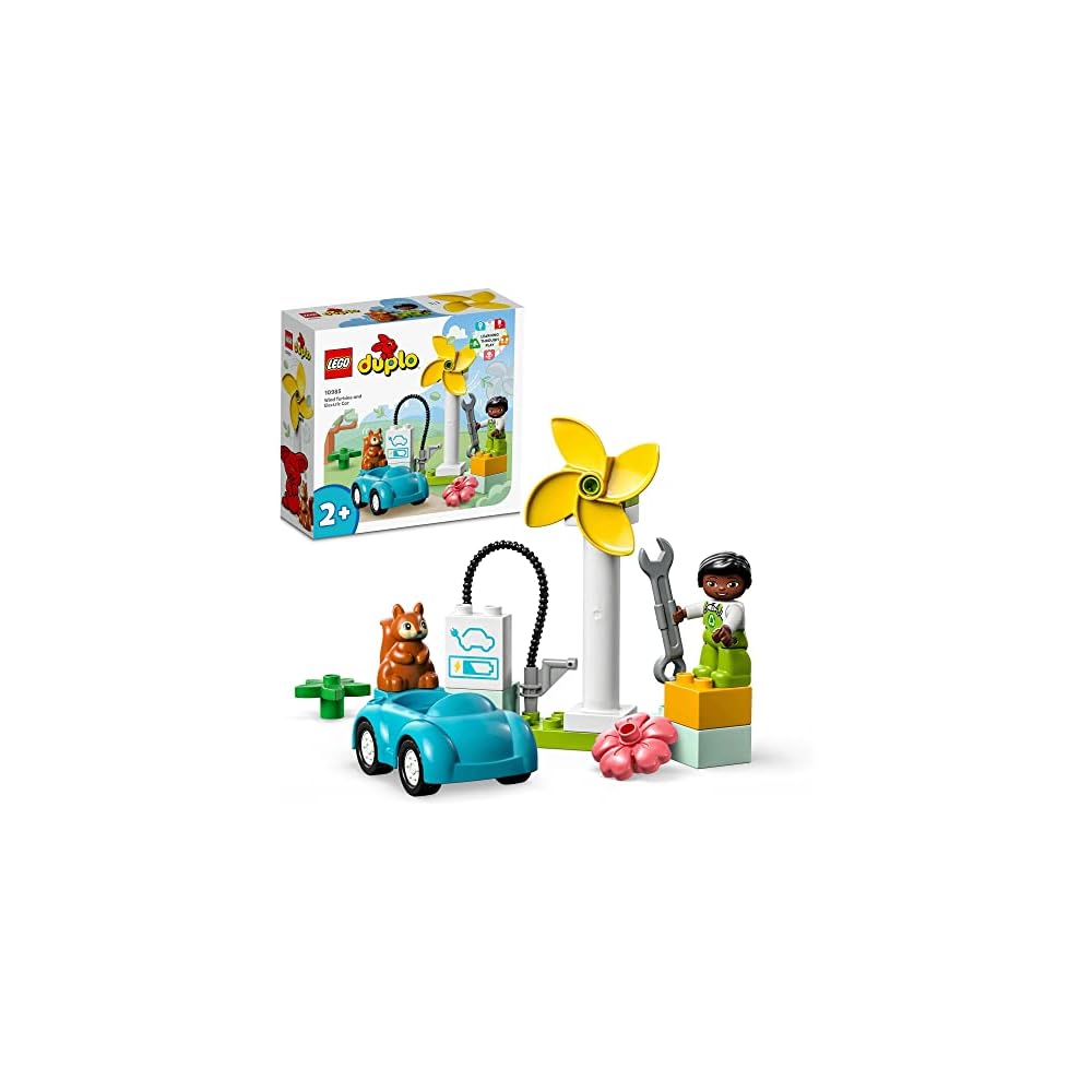 LEGO DUPLO Town Wind Turbine and Electric Car 10985 Building Blocks Toy for Toddlers Ages 2 and Up