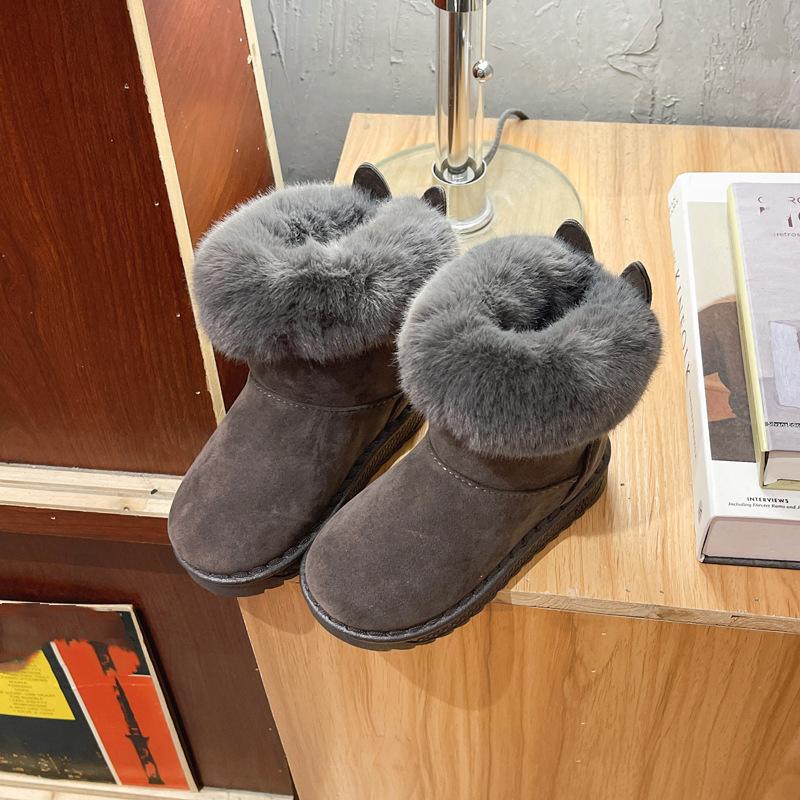 Zimní Nové Dětské Sněhule pro Dívky Plus Sametové Princeznovské Kotníkové Boty pro Dívky Teplé Dětské Bavlněné Boty pro Děti