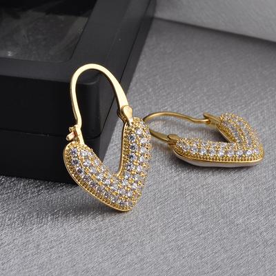 Luxury Heart Diamond Earrings, Fashion Dangle Earrings, Statement Earrings for Women, Elegant Ear Hooks