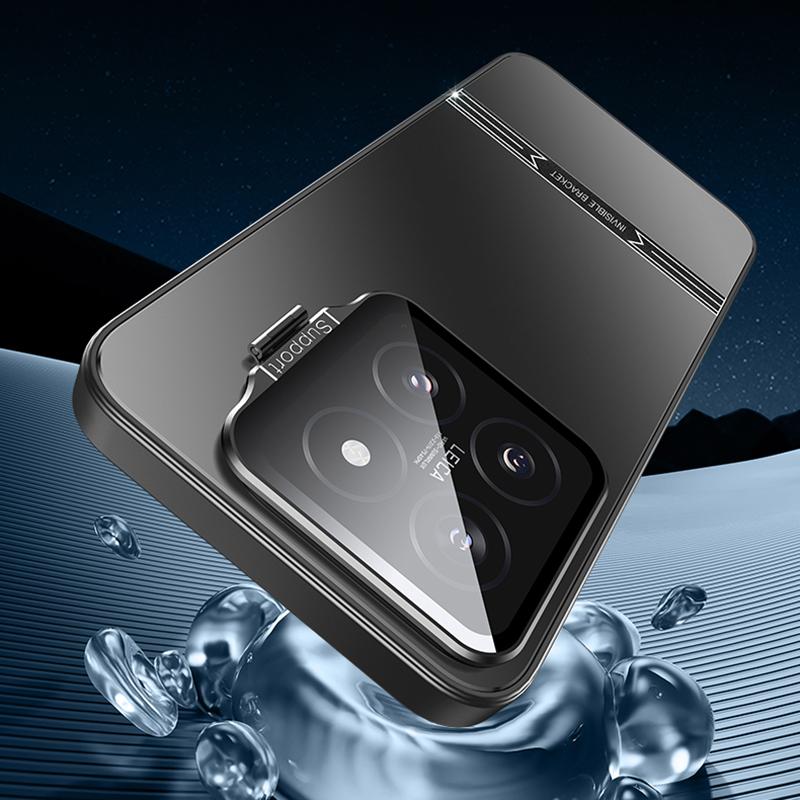 Phone Case for Xiaomi 14 Pro Matte PC+TPU Cover with Lens Frame Kickstand