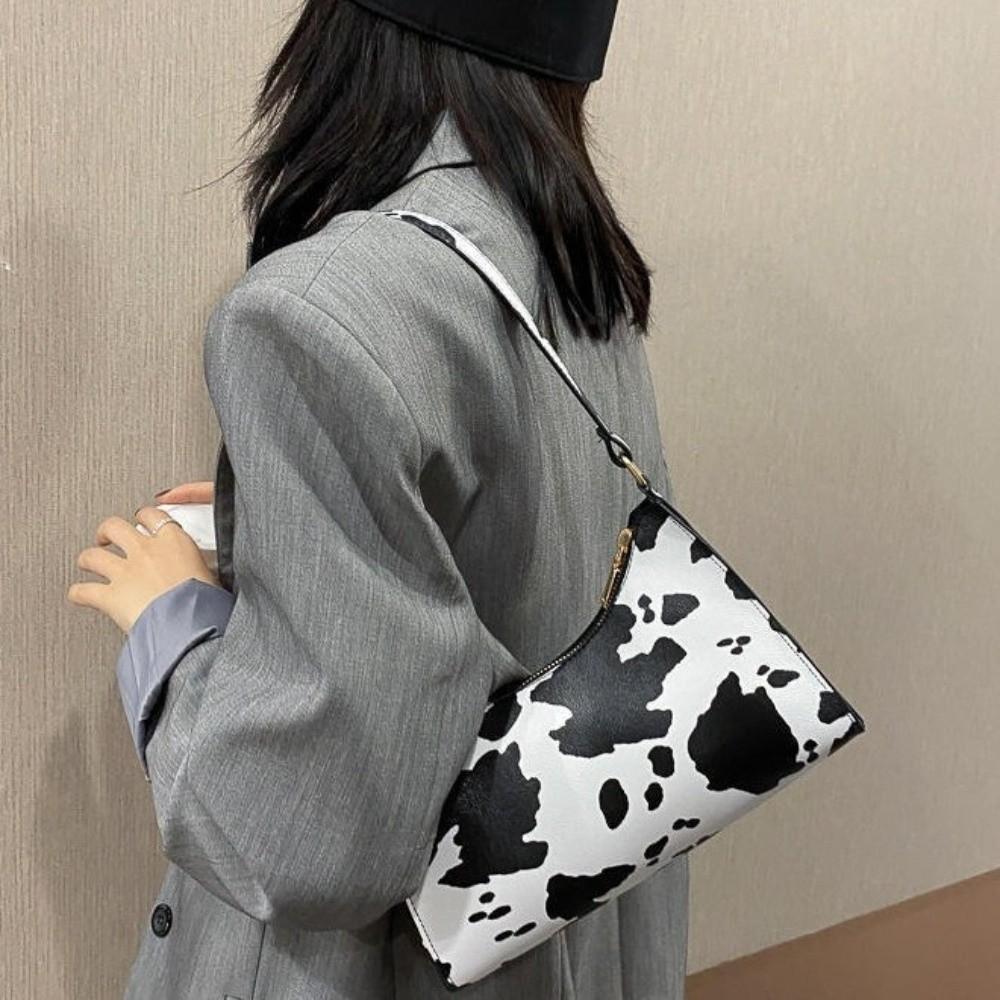 PU Leather Leopard Shoulder Bags Durable Cow Pattern Armpit Purse Fashion Underarm Handbags Work