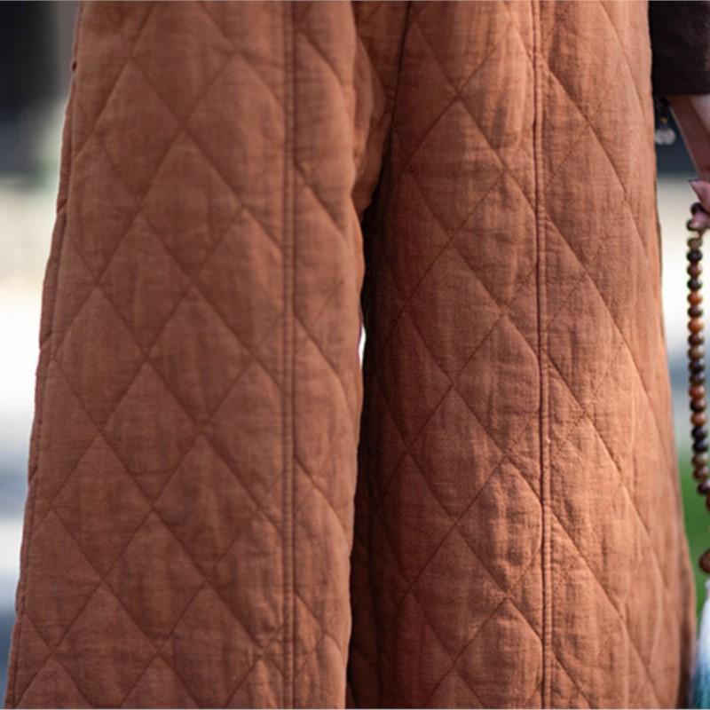 Johnature Women Vintage Bloomers Pants Winter Elastic Waist Solid Color Trousers Warm Loose Pants