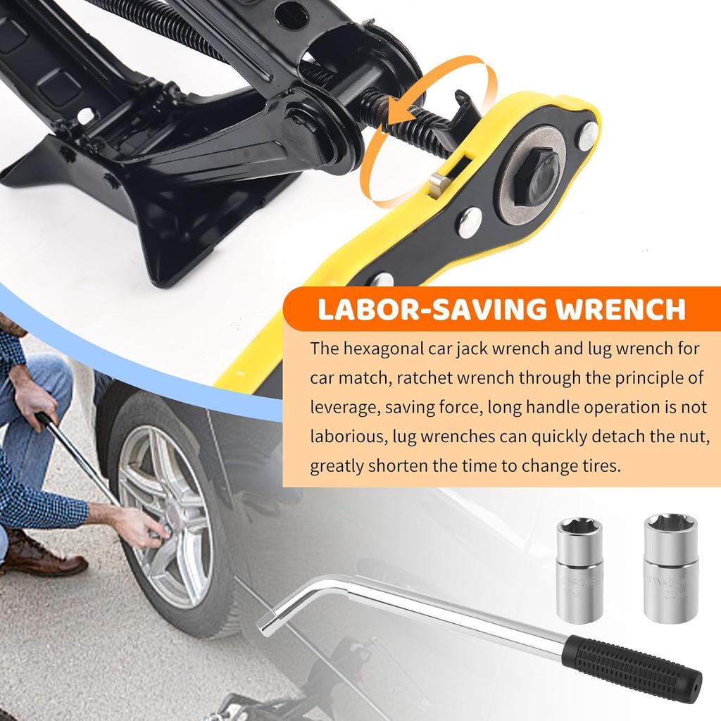 2 Ton Portable Car Jack Kit with Tire & Ratchet Wrench, Lifts 3.93–15.35 Inch