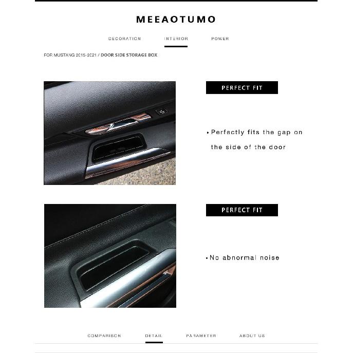 Door Side Storage Box Interior Accessories For Ford Mustang 2015-2025