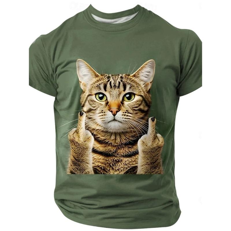 

Милые забавные футболки с графикой кошек для мужчин, оригинальные футболки с 3D-принтом животных, повседневные топы с коротким рукавом и круглым вырезом 6XL
