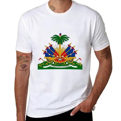 Haiti Emblem Coat Of Arms Flag Symbol L'union Fait La Force T-Shirt Cotton T Shirts High Quality Anime T Shirts Oversize T-Shirt