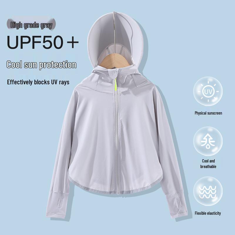 UPF50+ Kids Sun Protection Hooded Summer Jacket - Lightweight, Breathable, Anti-UV, Ice Silk Fabric