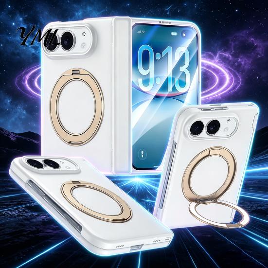 Shockproof Phone Case Magnetic for IPhoneDuo with 360 Degree Ring, Rotatable Non Comprehensive Hinge Protection Cover Slip Holder, Wireless