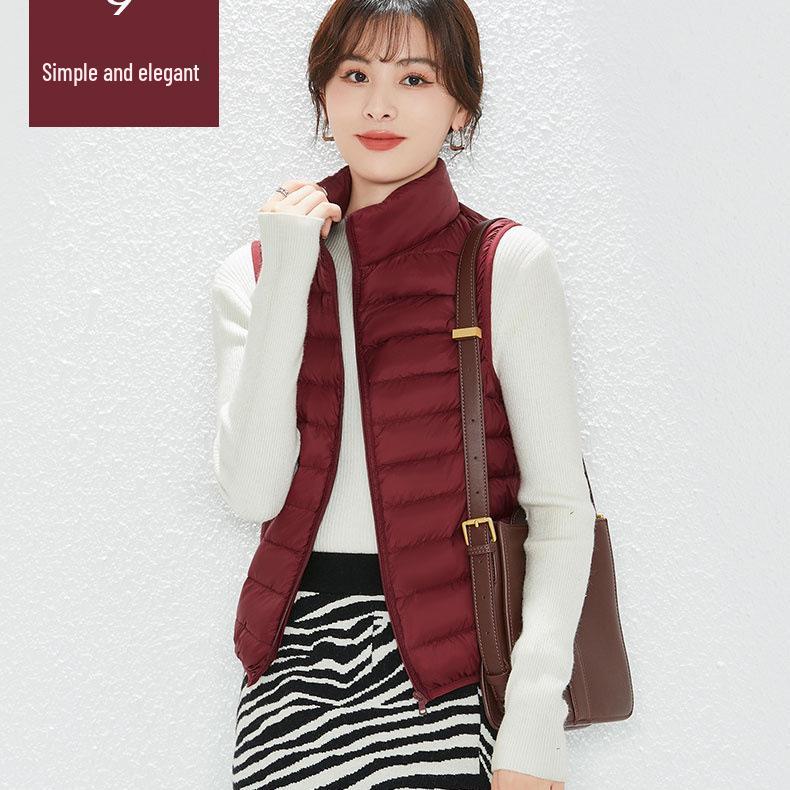 Youjia Dámská lehká vesta s 90% prachovým peřím z bílé kachny - Bez rukávů, hřejivá a stylová pro podzim a zimu