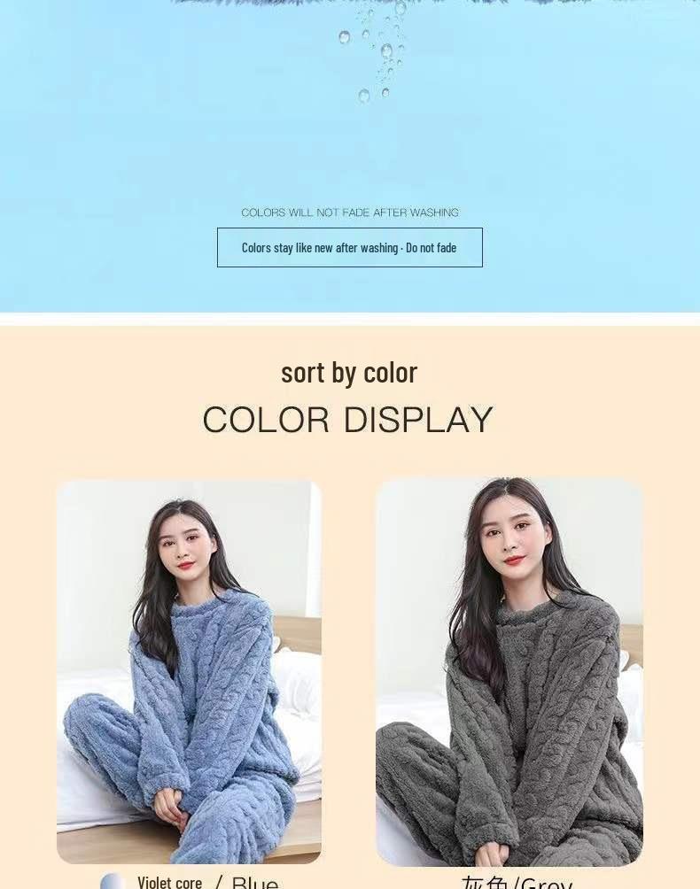 2025 Winter Jacquard Flannel Set: Unisex Thick Warmth-Keeping Couple Homewear