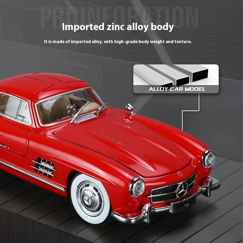 1/24 Mercedes-Benz 300SL 1936 Classic Car Legering Diecast Bilmodell Lyd Lys Barneleke Samleobjekter Hobby Bursdagsgaver