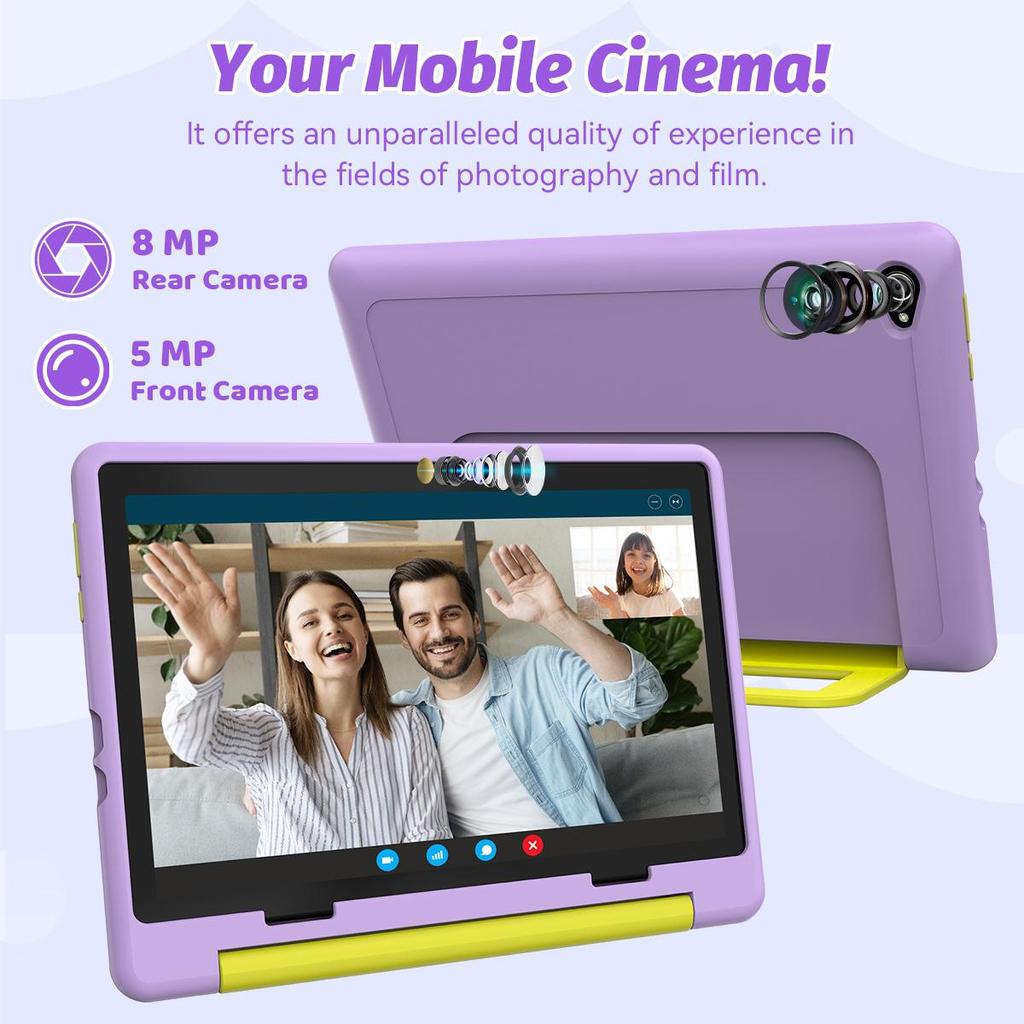 Android 16 Kindertablett, 10,1 Zoll, 24 GB RAM + 64 GB ROM, Schutzhülle mit Ständer