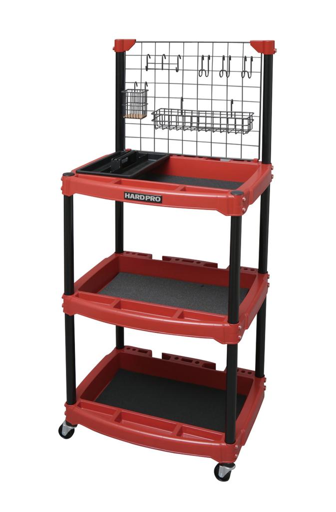 Chariot à outils Iris Ohyama Rigide avec Panneau en Maille Rouge HDW-3M