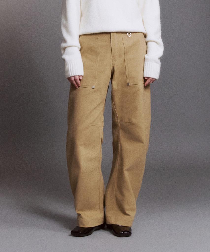 DTHIRTYONE Carpenter Curved Cotton Pants (Camel Beige)