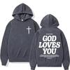 God Loves You Hooded Men's/Women's Autumn/Winter Retro Streetwear Y2K Harajuku Casual Outdoor Fitness Hiking Pullover Hooded