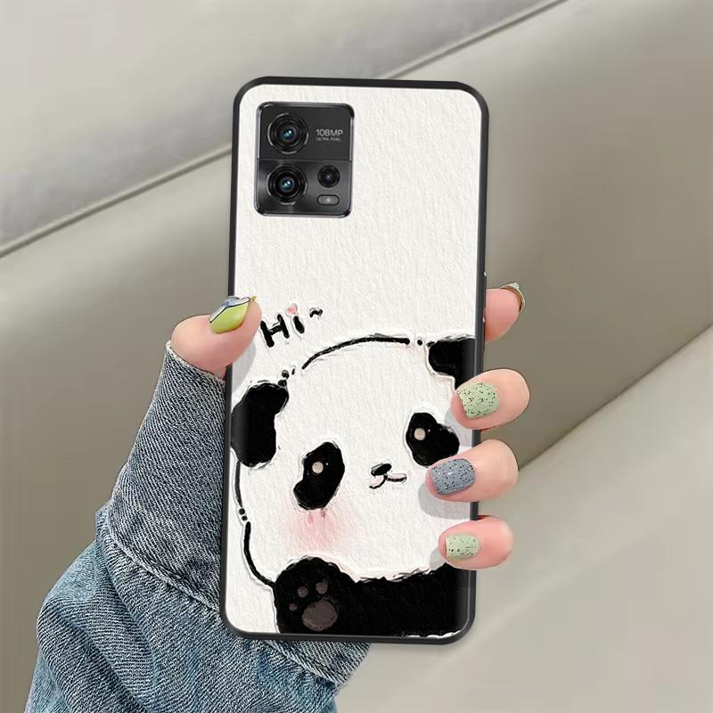 For Moto G72 Case Couple Panda Phone Back Cover For Motorola G72 Cover MotoG72 G 72 Protective Soft Liquid Silicone Funda Bumper
