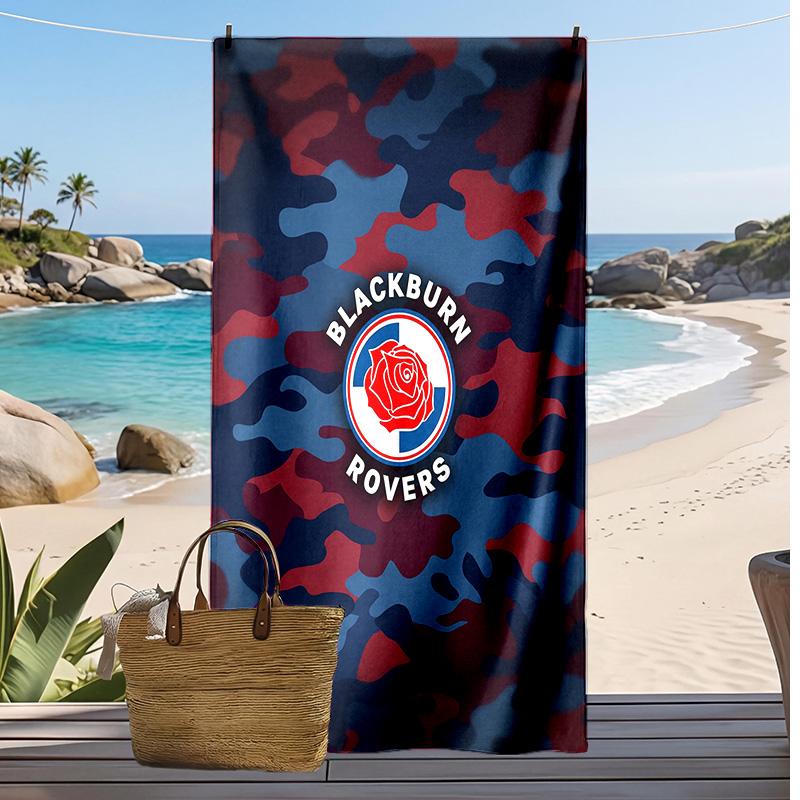 Blackburn Rovers Football Print Beach Towel, Large Soft Quick Dry Towel for Beach Camping Swimming