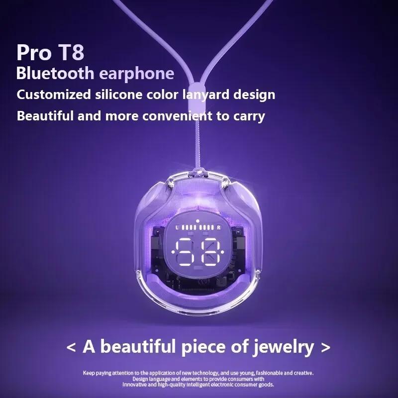 T8 TWS Wireless Bluetooth Headset Earbuds Transparent ENC Headphones LED Power Digital Display Stereo Sound Earphones for Xiaomi