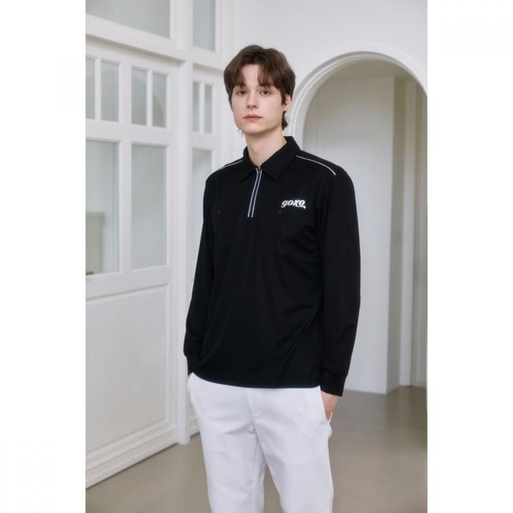 Goxo Long Sleeve Two Pocket Collar Black M(95)