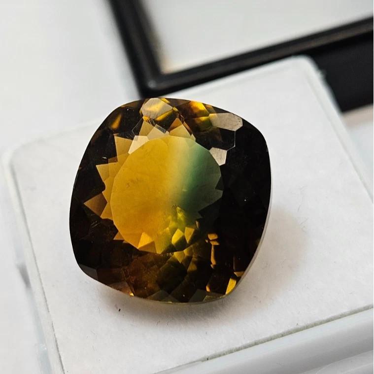 Cushion Cut Tourmaline Bi-Color 11-13 Ct Beautiful Certified Loose Gemstone