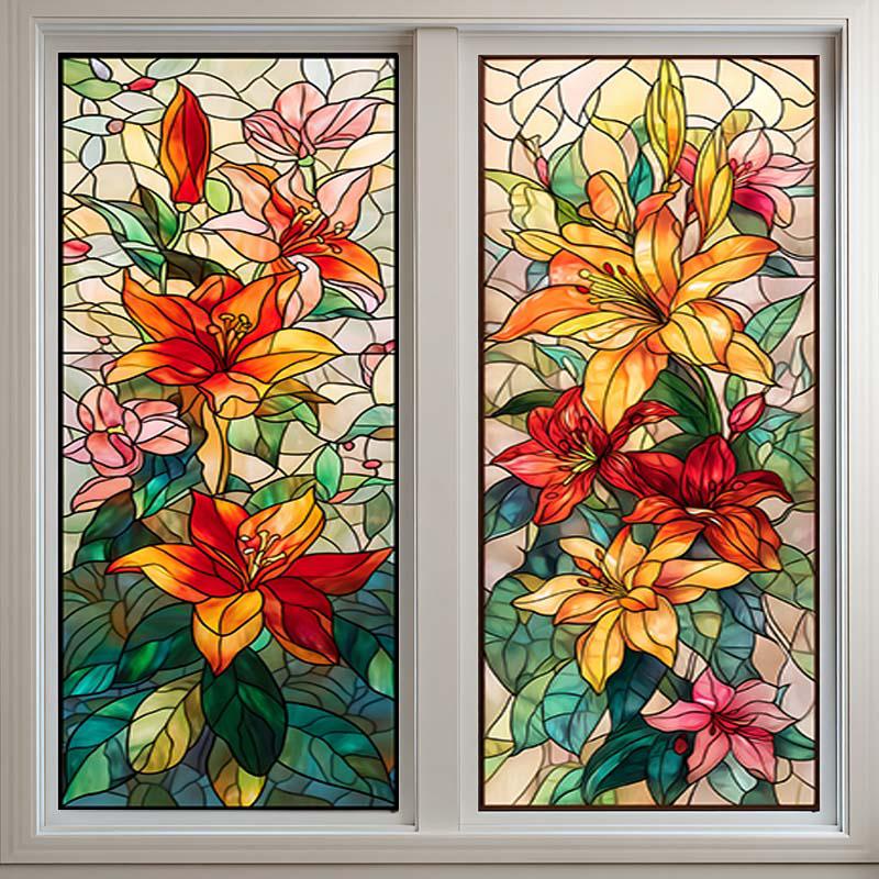 Retro Church Stained Glass Window Film Static Cling Privacy Window Film Translucent Home Decor Sunscreen Frosted Stickers