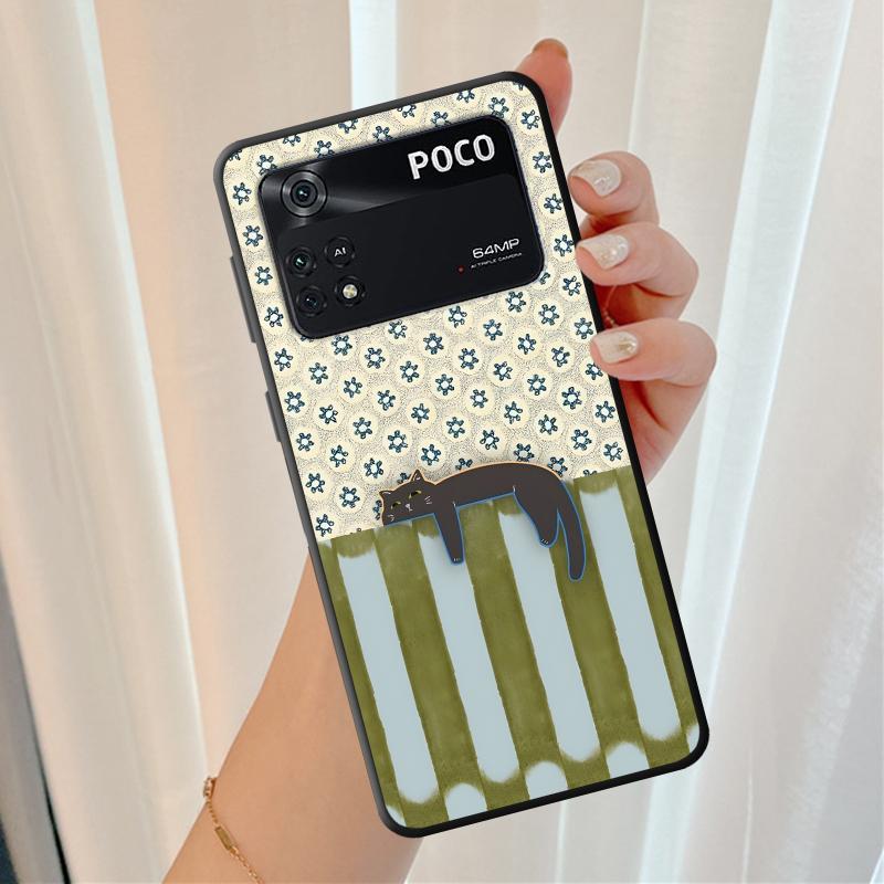 Cartoon Grid Cat Funda Phone Cover Case for Xiaomi Poco F8 M3 M4 M7 Pro C61 C50 C75 F1 F3 M5 X3 X4 X5 X7 Pro C71