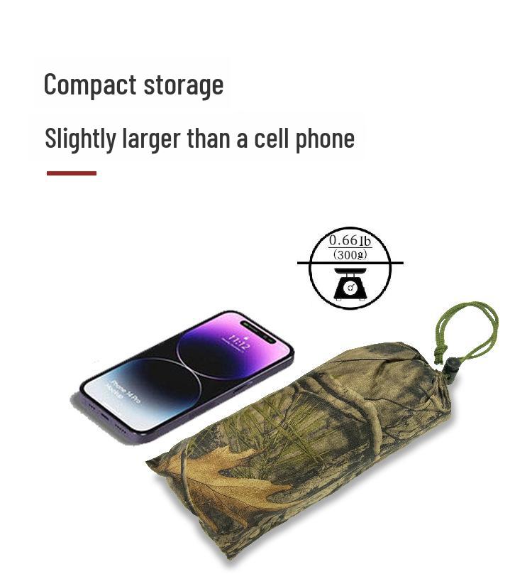 Adult Camouflage Waterproof Hiking Raincoat - Long, Lightweight, One-Piece with Reflective Strip