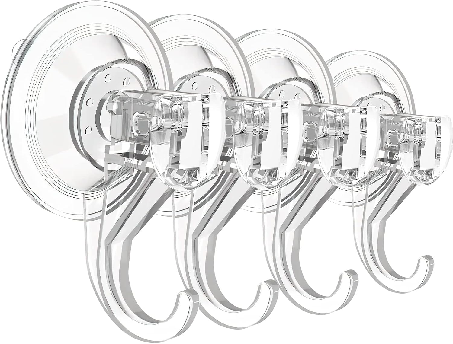 

4 штуки Крючки на присосках для душа, Большие прозрачные сверхпрочные крючки на присосках, Подвески для венков