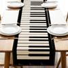 Black White Musical Piano Keyboard Linen Table Runner Party Decor Reusable Kitchen Dining Table Runner Jazz Party Supply