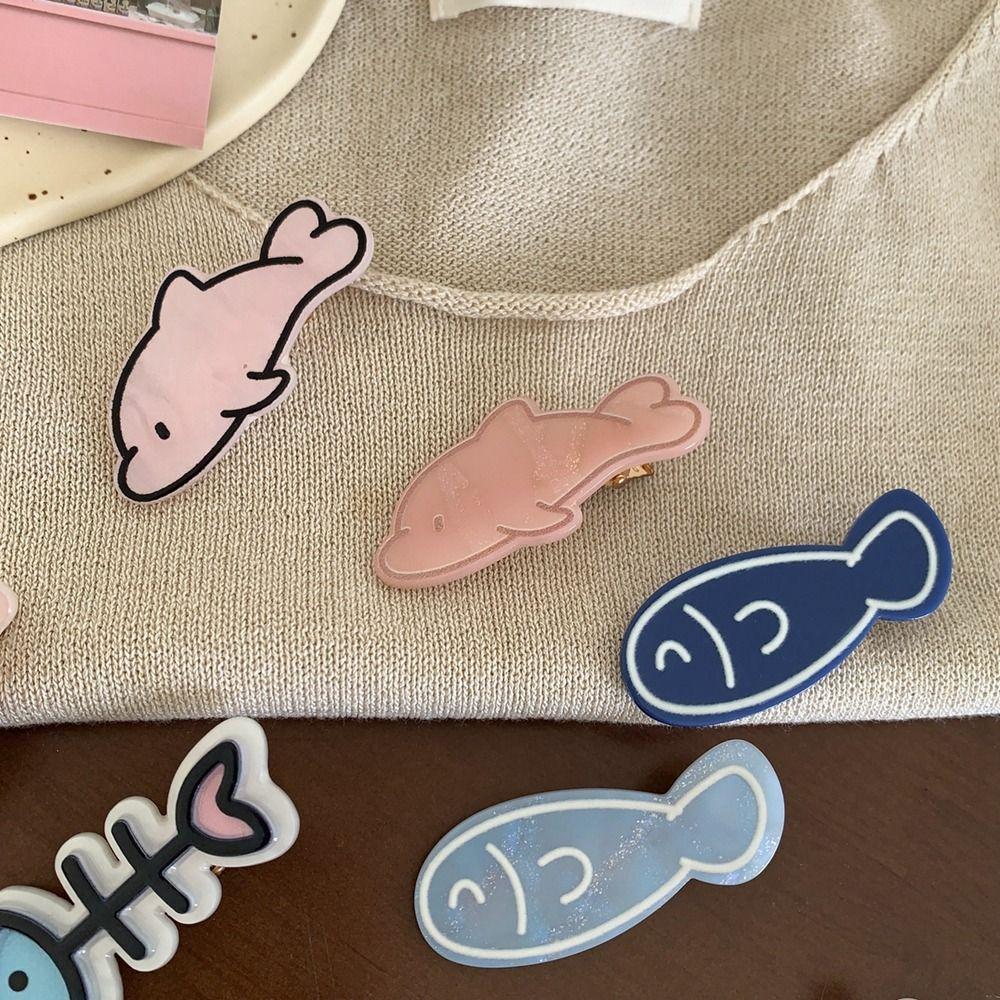 Geometry Fish Bone Hairpin Y2k Dolphin Barrettes Creative Animal Hair Clip Girls