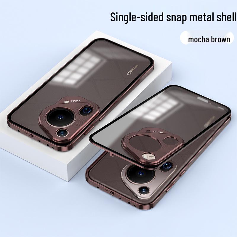 Huawei Pura70 Pro Metal Frame Frosted Snap-Button P60 Back Panel Phone Case for P80 Ultra