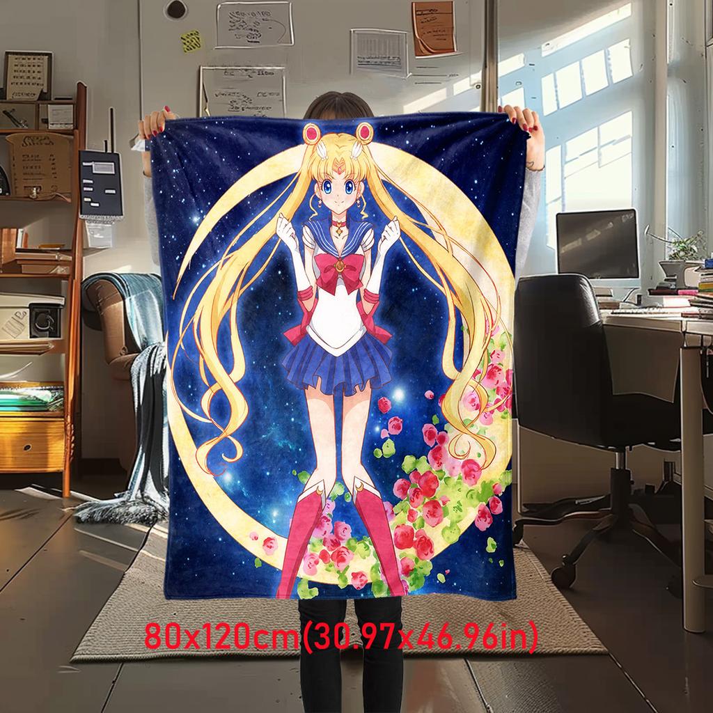 Coperta a tema cartone animato carino anime giapponese Sailor Moon Tsukino Usagi adatta per letti di casa, copridivani, pisolino in ufficio, coperte calde da esterno O5