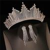 Baroque Silver Color Crystal Bridal Tiaras Crown With Earrings Rhinestone Pageant Diadem Luxury Wedding Hair Accessories Bijoux