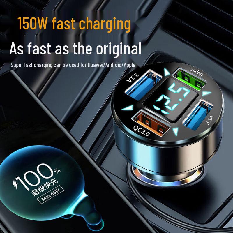 Multifunctional Car Charger with Super-Fast Charging for Huawei & Apple Devices