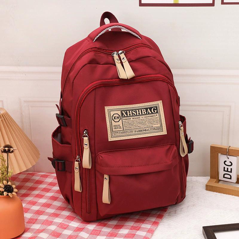 

Large Capacity Vintage Student Backpack, Multifunctional Casual Laptop Backpack, Spacious Design for School College вина червоного кольору