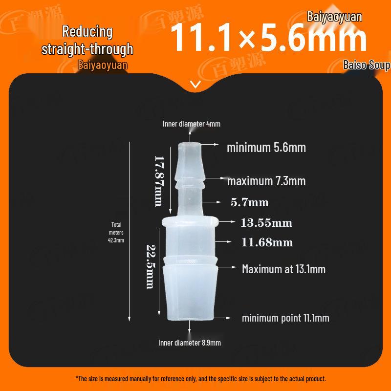 Two-Way Straight Through Plastic Hose Reducer Connector for Fish Tanks