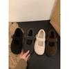 Thick-soled White Plush Plush Shoes Women's Shoes Outer Wear Ji Mary Jane Single Shoes Plush Cotton Shoes