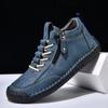 New Classic Handmade Leather Men Shoes Zipper Design Outdoor Sneakers Slip On Casual Shoes Leather Breathable Men Ankle Boots